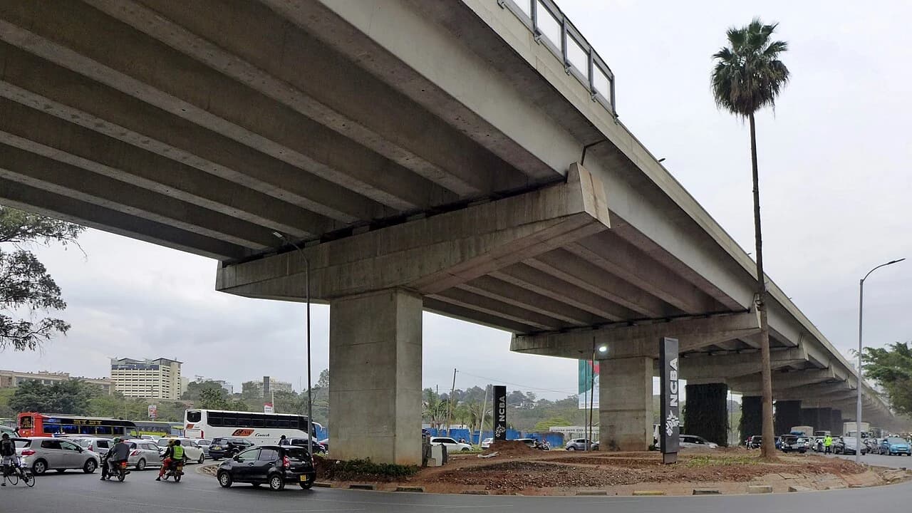 Daylight view of Nairobi Expressway concrete viaducts